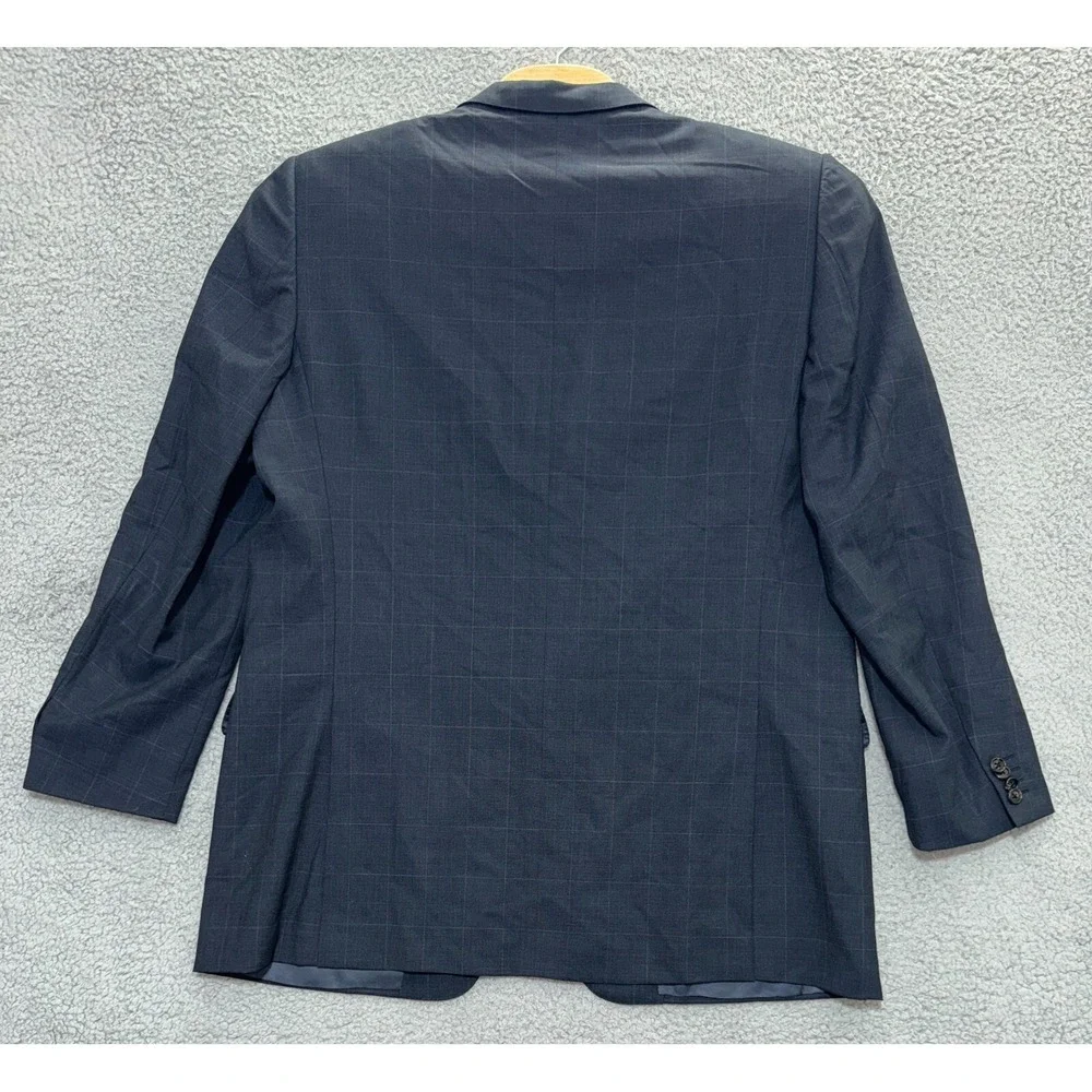 ERMENEGILDO ZEGNA 100% Wool 3 button blazer suit jacket Mens 56 Dark Gray Check